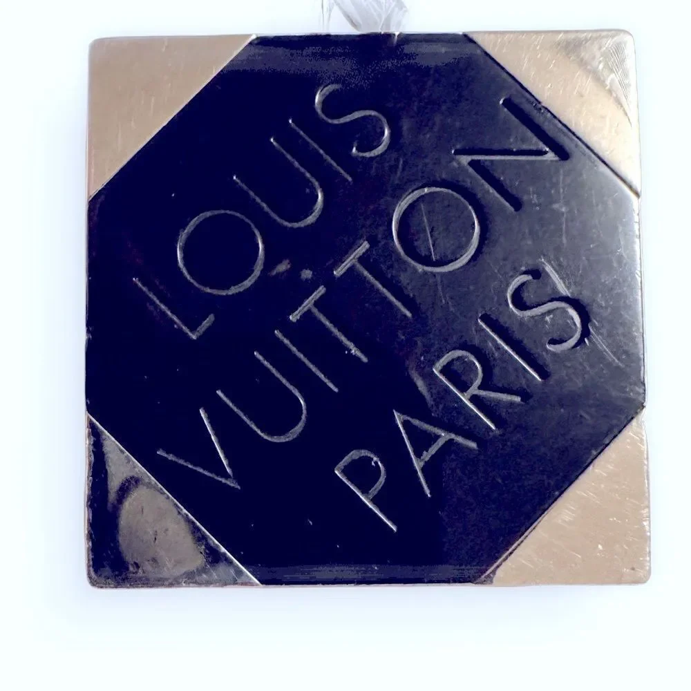 Auth Louis Vuitton Black Resin Silver Bag Charm Keyring Damier Print LV Brand